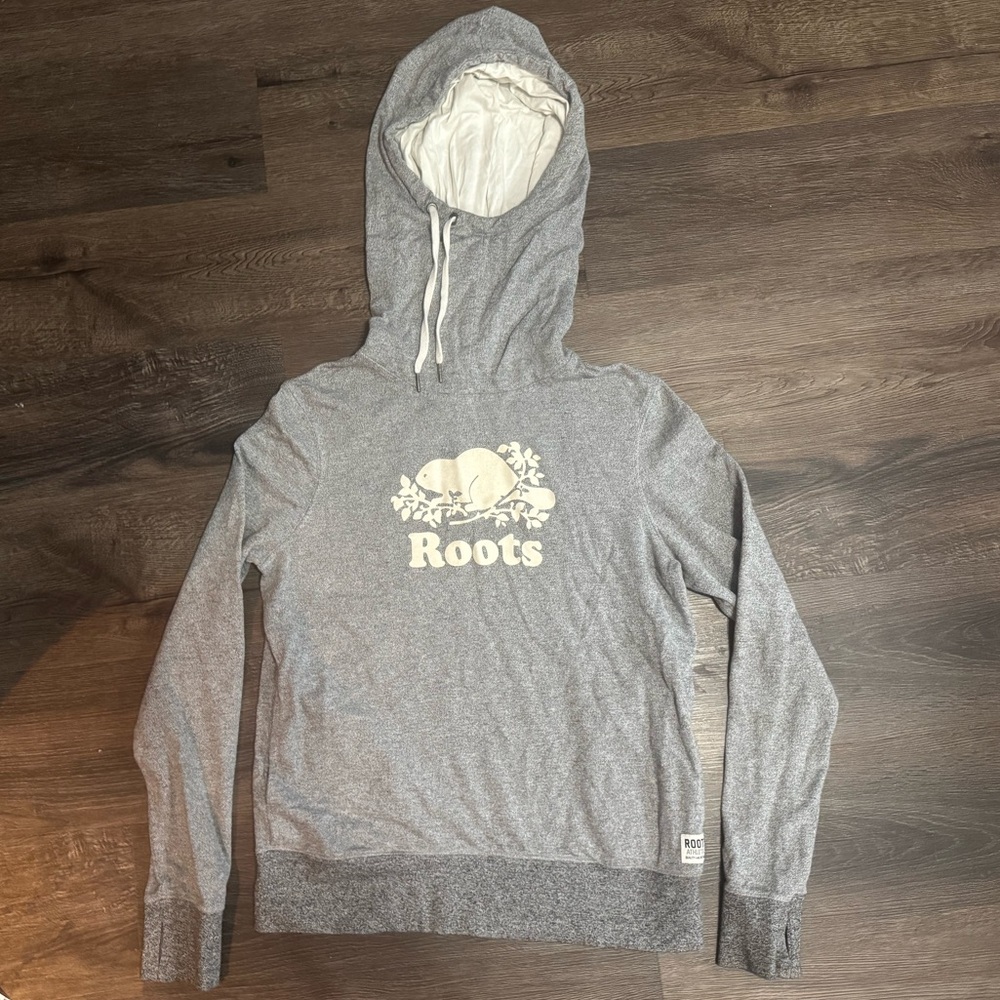 Roots Salt and Pepper Asymmetrical Mock Neck Hoodie